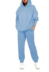 Conjunto Deportivo de 2 Piezas para Mujer, Talla Grande, Informal, con Logotipo Personalizado, Sudadera y Pantalones Deportivos de Algodón - Product Image 4