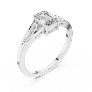 Emerald Cut Lab Grown Diamond Engagement <b>Ring</b> 1ct Four Prong Collet <b>Split</b> Shank Custom Gold Solitaire Jewelry Contemporary - Product Image 6