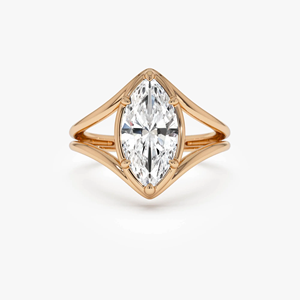 Bague de fiançailles en or jaune de qualité supérieure avec diamant de laboratoire de 2 carats, taille marquise, certification IGI, clarté VS-VVS, 14K/18K - Product Image 1