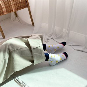 Calcetines de Moda Coreana para Mujer, con Diseño Floral, de Algodón Peinado Suave de Primera Calidad - Product Image 6