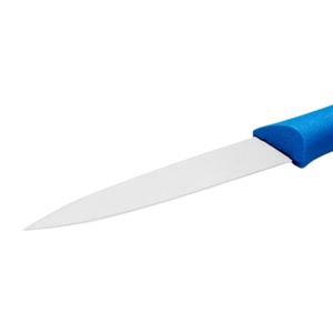Couteaux à éplucher à manche bleu avec lame pointue argentée, prise en main ergonomique et protège-doigts pour l'épluchage des fruits et des légumes - Product Image 2