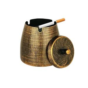 Copper <b>Small</b> Retro Odorless Ashtray with Lid for Cigarettes Outdoor Metal Decorative Ashtray for Patio Outside Home Indoor <b>Table</b> - Product Image 1