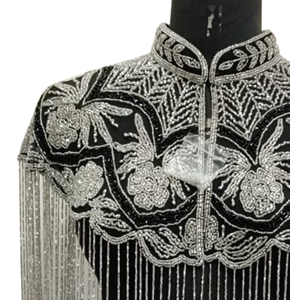 Streetwear Club Sexy Vintage See Mesh High Quality Handmade Handbeaded Batwing Sleeve <b>Top</b> Luxury Long Fringes Poncho Women - Product Image 3