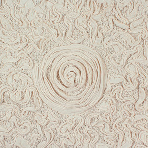 Alfombra Decorativa Redonda de Algodón con Rosetones Florales, de Primera Calidad, Venta al Por Mayor, Alfombra de Baño de 22 Pulgadas, Color Marfil - Product Image 3