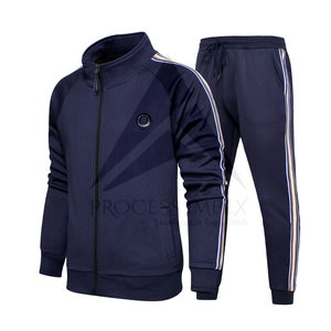 Conjunto Deportivo Casual para Hombre, 2 Piezas, Cierre Completo, Cuello Alto, Color Sólido, Transpirable, Poliéster, Ropa de Otoño - Product Image 4