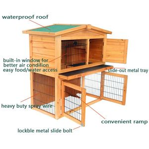 40\" Triangle Roof A-Frame Wooden Pet Cage Small House Chicken Coop Waterproof Rabbit Hutch for Pets Natu Pet Houses & Furniture - Product Image 4