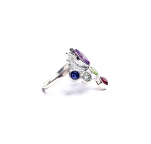 Anillo de Flor de Loto con Chakra, Plata de Ley, con Múltiples Piedras Preciosas, Joyería Espiritual para Mujer, Colección de Diseñador Hecha a Mano, PLATA DE JAIPUR - Product Image 3