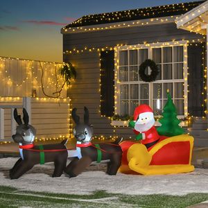 Decorazioni natalizie gonfiabili da esterno con Babbo Natale e renne illuminate a LED da 2,1 m per il giardino, ideali per le festività di Natale. - Product Image 2
