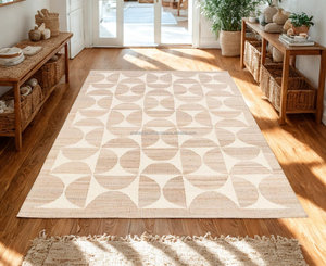 Corredor tejido plano de algodón yute rústico hecho a mano con motivo Kilim geométrico étnico exportador de proveedor indio - Product Image 1