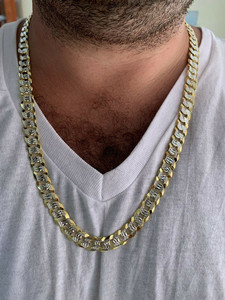 Collier chaîne à maillons en alliage de zinc plaqué or véritable 18 carats, style hip-hop, pour homme, bijoux de mode, usage quotidien - Product Image 1
