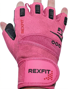 ถุงมือออกกำลังกาย Rexfit แบบครึ่งนิ้ว สีชมพู ระบายอากาศได้ดี พร้อมแผ่นซิลิโคนกันลื่นที่ฝ่ามือ สายรัดข้อมือปรับได้ สำหรับทุกเพศ - Product Image 1