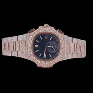 Reloj de Lujo para Pareja, Automático, Multifuncional, con Diamantes Moissanite VVS de Alta Calidad, Venta al Por Mayor de Fabricante Indio - Product Image 1