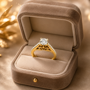 14Kt Yellow <b>Gold</b> Real Diamond Engagement <b>Ring</b> | Brilliant Cut Prong <b>Set</b> Wedding Anniversary <b>Ring</b> for Women | Fine Jewelry Gift - Product Image 2