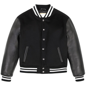 Veste universitaire tendance de haute qualité avec bordures côtelées rayées, fermeture à boutons-pression, parfaite pour unisexe, veste en laine de haute qualité - Product Image 1