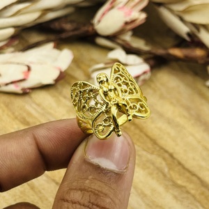 <b>Top</b> Choice Best Chunky Brass Fairy Ring Gothic Angel Rings Women Brass Ring Women 18k Gold Plated Gothic Fairy Jewelry Wholesale - Product Image 6