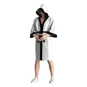Wholesale Cheap Price Black Satin Hooded Robe with Gold Trim Polyester Comfortable Wear for Boxing Ring Walk or MMA Events OEM - Product Image 5