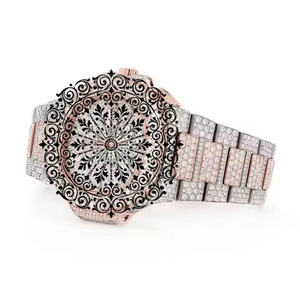 AMBER JEWELS Luxury Unisex Diamond Encrusted Silver CITIZEN Quartz Waterproof <b>Watch</b> Analog Dial Buckle Clasp 46mm Square Case - Product Image 2