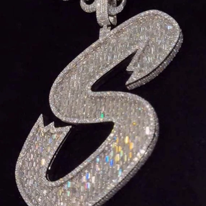 925 Sterling Silver Custom VVS1 Round Brilliant Cut Moissanite <b>Iced</b> <b>Out</b> Hip Hop Pendant for Cuban Link <b>Chain</b> - Product Image 1