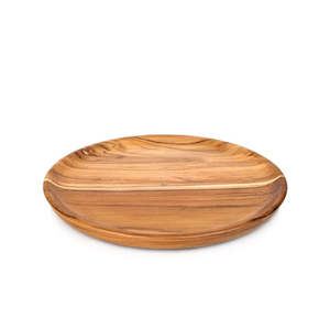 Planche de service ronde en bois d'acacia naturel, plateau de service alimentaire en bois, planche à charcuterie, plateau à fromage, assiette de dîner, cuisine - Product Image 1