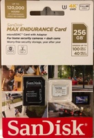 Pour carte mémoire TF SDSQQVR 256 Go MAX ENDURANCE avec une vitesse de lecture jusqu'à 100 Mo/s et une vitesse d'écriture de 40 Mo/s, U3/V30, prise en charge 4K