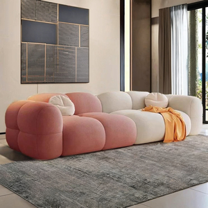 Yy22 hiện đại kem chuyển đổi sofa Puff màu rắn vải nhung kẻ ngồi có thể ngả đi văng với chân thẳng cho phòng khách bộ đồ nội thất - Product Image 6