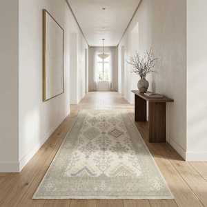 Tapis en laine tufté à la main Ivory Heritage Garden, motif floral géométrique moderne, tapis de zone à bordure, antidérapant, écologique, à poils épais, pour salon - Product Image 4