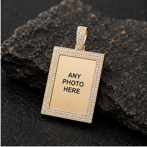 Colgante Personalizado con Foto, Rectangular, con Incrustaciones de Moissanita, Chapado en Oro, Lujoso, Estilo Hip Hop, Unisex, Certificado GRA, de Moda - Product Image 3