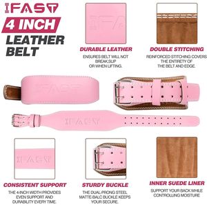 Cintura da allenamento per la forza larga 4 pollici in pelle rosa per uomini e donne che sollevano il potere con accessori per il Fitness - Product Image 5