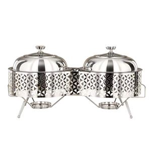 Calentador de Alimentos Grande de Plata Martillada con Tapa Cónica y Asas Doradas, Plato Profesional para Calentar Comida para Catering y Banquetes de Lujo - Product Image 3