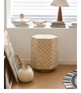 ILAHI's Bone Inlay <b>Table</b> Modern Design Agate Detailing <b>Storage</b> Portable Home Furniture - Product Image 1