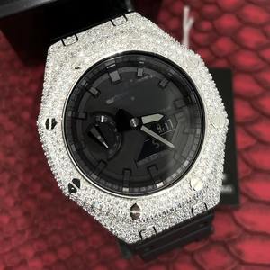 Reloj de Pulsera Automático de Acero Inoxidable Personalizado con Correa de Goma, Adornado con Diamantes Moissanite, Estilo Ejecutivo - Product Image 4
