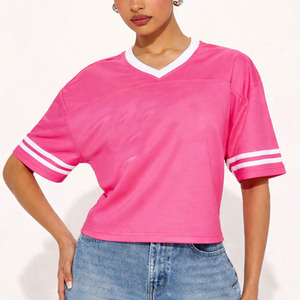 Maillot de football américain rose personnalisé en maille pour femme, coupe ample respirante style Hip Hop, uniforme de jeu Y2K, vêtement tendance - Product Image 1