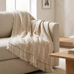 Premium Cotton Throw <b>Blanket</b> 50x60 Inch <b>Woven</b> Sofa Throw Rustic Burgundy Lounge Textile Factory - Product Image 6