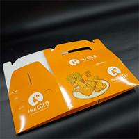 Boîte à emporter en carton écologique personnalisable avec logo, fond automatique, pour poulet frit, conteneur de restauration rapide avec poignée