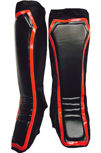 Protège-tibias et protège-pieds noirs et rouges pour le kickboxing, le taekwondo et le MMA / Protège-tibias en mousse pour le MMA - Product Image 2