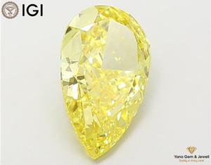 เพชรทรงลูกแพร์สีเหลืองสดใส ระดับความสะอาด VS2 ผลิตด้วยวิธี CVD น้ำหนัก 2.52 กะรัต พร้อมใบรับรอง IGI สำหรับแหวนสัญญาแบบสั่งทำ - Product Image 3