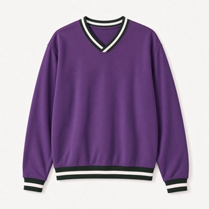Sweat-shirt décontracté pour femmes, col en V, manches longues, col et poignets côtelés, coupe décontractée et confortable, vêtements de mode pour tous les jours - Product Image 1
