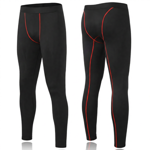 Leggings de compression intégrale pour hommes, taille élastique, noir uni, en Spandex et Nylon, pour l'entraînement - Product Image 6