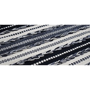 Handwoven Wool Flatweave <b>Rug</b>-Black White <b>Grey</b> Braided Stripe Low Pile Modern Farmhouse Boho Area <b>Rug</b> with Fringe - Product Image 2