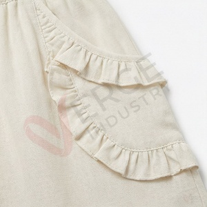 Women's <b>Elastic</b> <b>Waist</b> Cotton A Line Mini <b>Skirt</b> Ruffle Pocket Hem Summer Short <b>Skirt</b> - Product Image 5