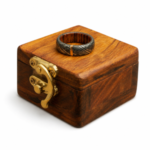 Anillo de Acero de Damasco Hecho a Mano Personalizado Jexmoo con Impresión Digital y Caja de Anillo, Regalo Perfecto para el Día del Padre para Esposo o Novio - Product Image 5