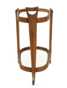 Carrito de Té Moderno de Madera con Ruedas, Carrito de Bebidas con Estante de Vidrio, Soporte para Bebidas para Sala de Estar u Hotel - Product Image 2