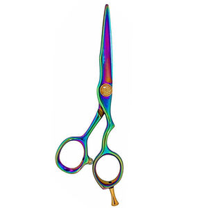 Ciseaux de barbier de 5,5 pouces en titane couleur arc-en-ciel pour droitiers, ciseaux de salon de beauté en acier inoxydable - Product Image 4