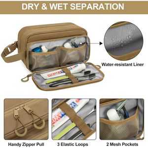 Borsa da Viaggio Tattica per Uomo, Beauty Case, Organizer per Rasatura con Accessori per la Cura Personale, Prodotto Kha - Product Image 3