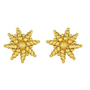 Conjunto de collar largo y gargantilla con diseño de flor chapado en oro clásico y aretes para mujer, joyería de diseñador para bodas y festividades. - Product Image 4