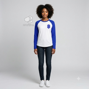 Zeta Phi Beta Sorority <b>Raglan</b> <b>T</b>-<b>Shirt</b> Women's Casual Blue White Contrast <b>Long</b> <b>Sleeve</b> <b>Shirt</b> Embroidered Crest Color Block Tee - Product Image 5