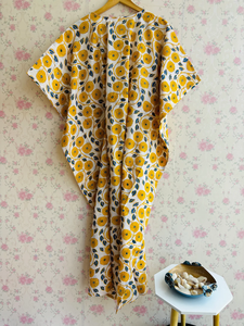 Vestido caftán indio hecho a mano con estampado floral Maxi Beach Coverup para mamás para todas las estaciones - Product Image 5