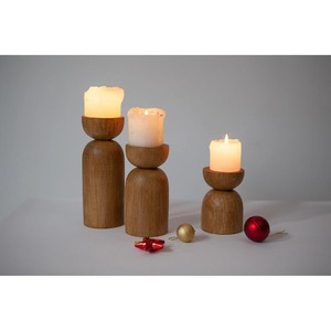 Ensemble de supports à bougies en bois, finition naturelle, trois pièces, décoration d'intérieur, résistant à la chaleur, utilisation pour Noël - Product Image 5