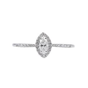 Bague de fiançailles en or blanc 14 carats avec halo de diamants de laboratoire de taille marquise pour femmes - Product Image 1