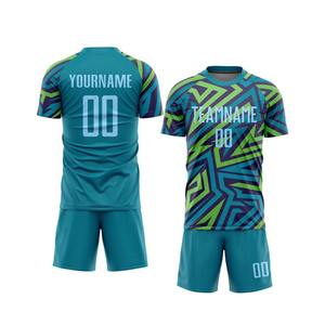 Wholesale Price Men Soccer Jersey Set <b>Short</b> Sleeve Crew Neck Moisture Wicking Polyester Color Blocked Team Wear with OEM Service - Product Image 4